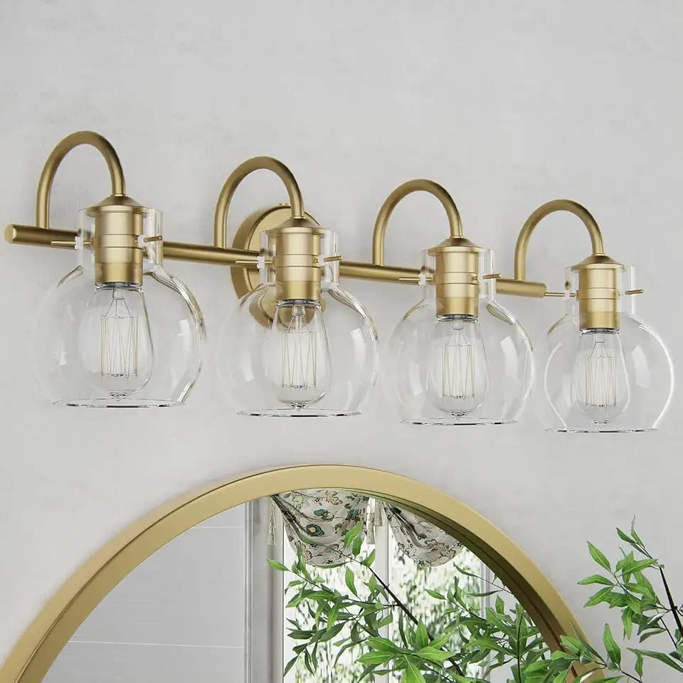 4 Lights Bathroom Vanity Light Fixtures Over Mirror Modern Gold