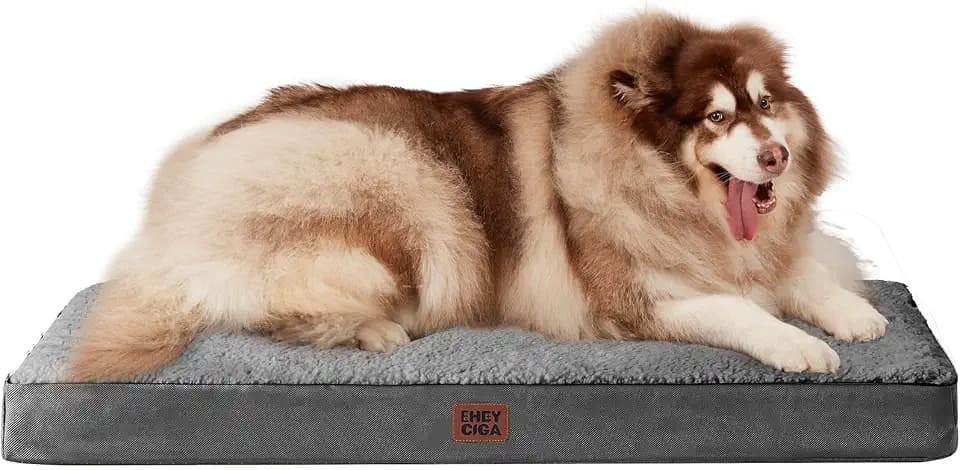 EHEYCIGA Orthopedic Dog Bed Large with Removable Washable Cover, 50IN Grey