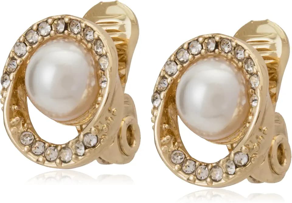 Anne Klein Women's Pearl Stud Earrings, Layered Statement Fashion Jewelry for Everyday and Evening Wear