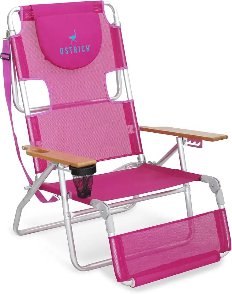 Ostrich the Original 3N1 Reclining Lounge Chair, Relaxing Beach Seat, Pink