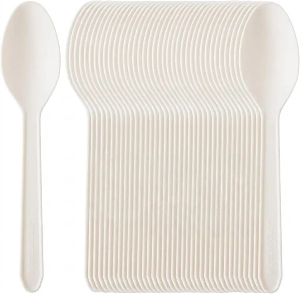 HAAGO 200-teilige Teelöffel (Weiß 13 cm / 5") – Wiederverwendbar, Robuste Kleine Löffel für Kaffee & Dessert – 100% Natürliches Besteck