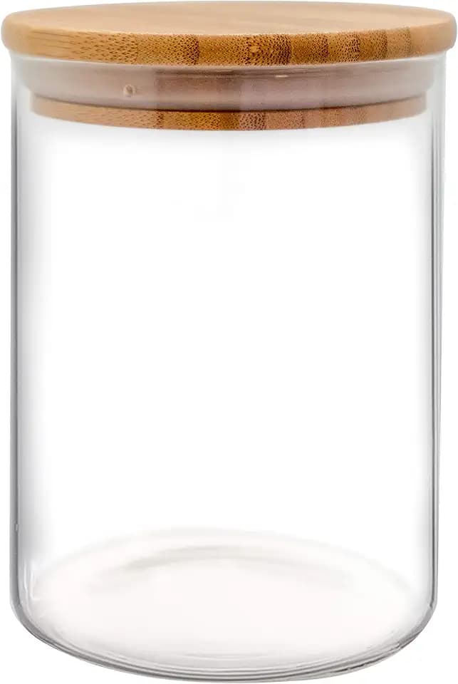 Nerthus FIH 781 Glasbehälter mit Bambusdeckel 700 ml ideal zur Aufbewahrung von Kaffee Tee Zucker und trockenen Lebensmitteln