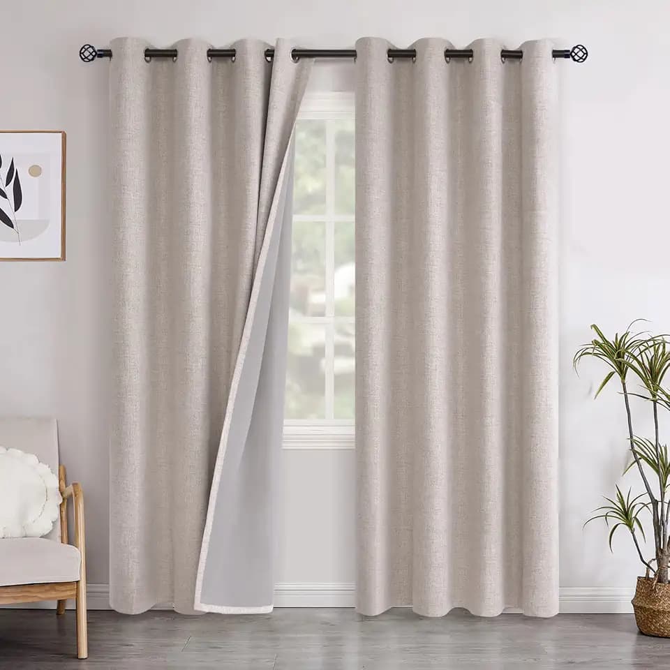 YoungsTex Linen Blackout Curtains 80 Inch Length for Bedroom