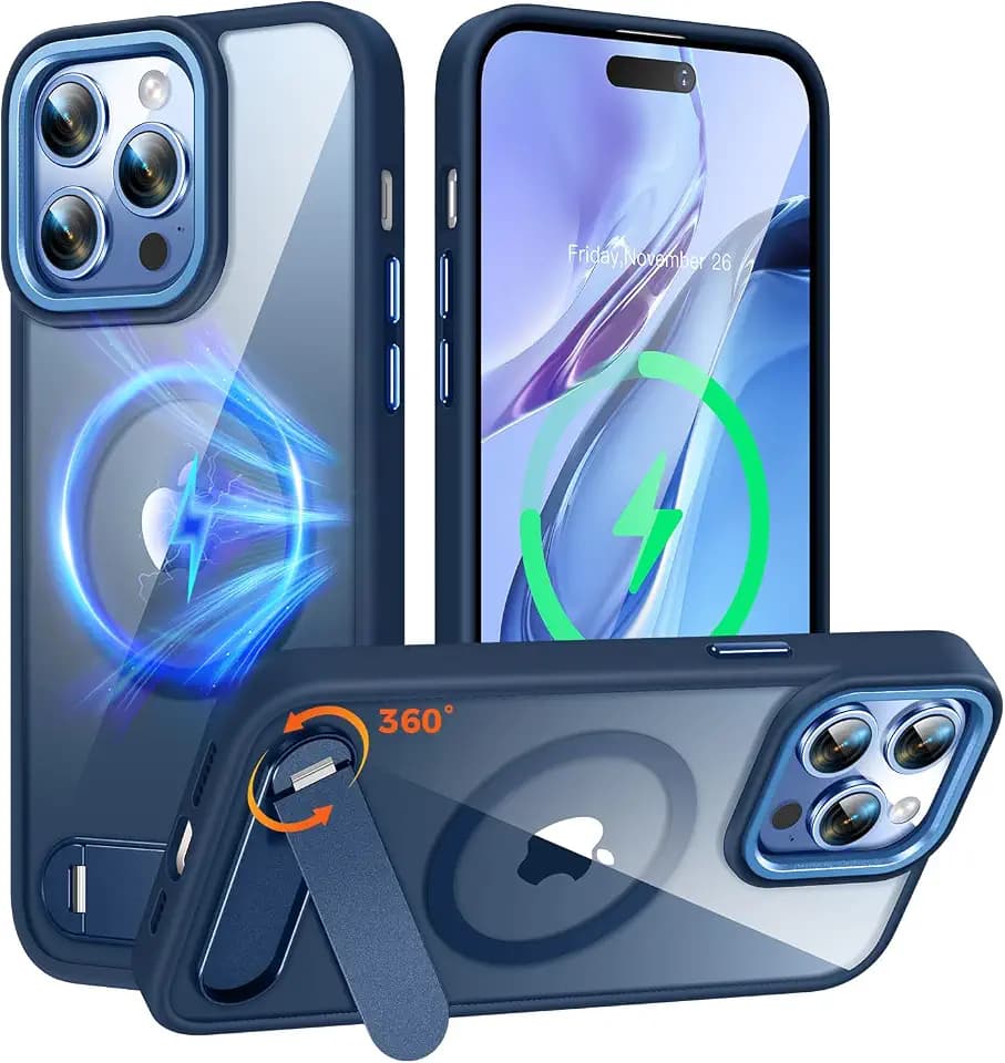 For iPhone 14 Pro Case Clear with Stand, Magnetic Case Fit for MagSafe