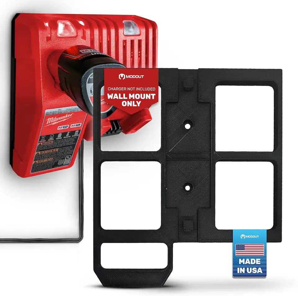 Wall Mount for Milwaukee M12-M18 Combo Battery Charger - Secure Wall Holder for 48-59-1812 - Mounts Charger to Wall, Pegboard, or Tool Cart - M12 M18 Milwaukee Charger Organizer