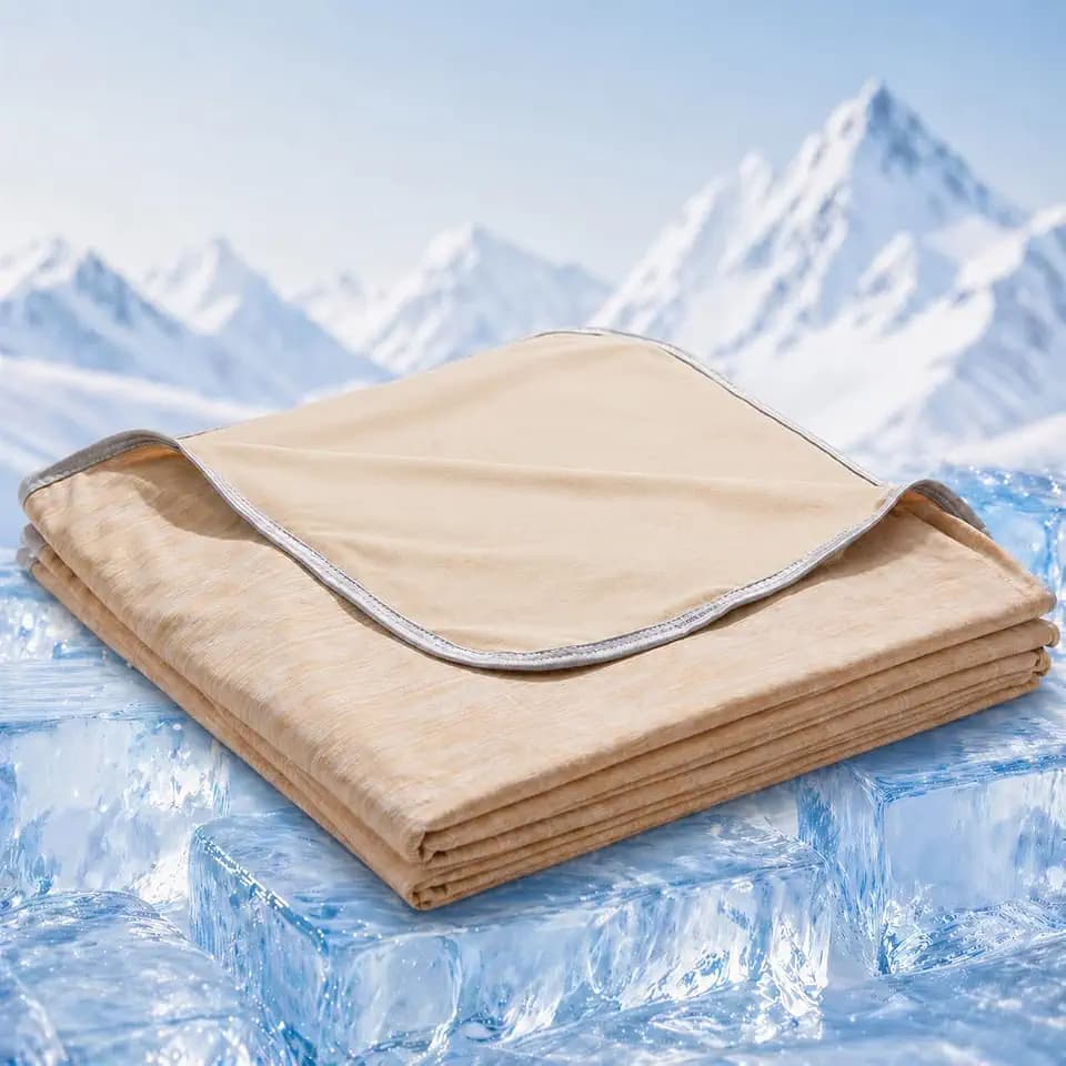 Cooling Blanket for Hot Sleepers - Lightweight Breathable Cool Cold Blanket - Keep Cool for Night Sweats, Soft Thin Ice Throw Blankets for Bed Couch Sofa, (Khaki, 50"x70")