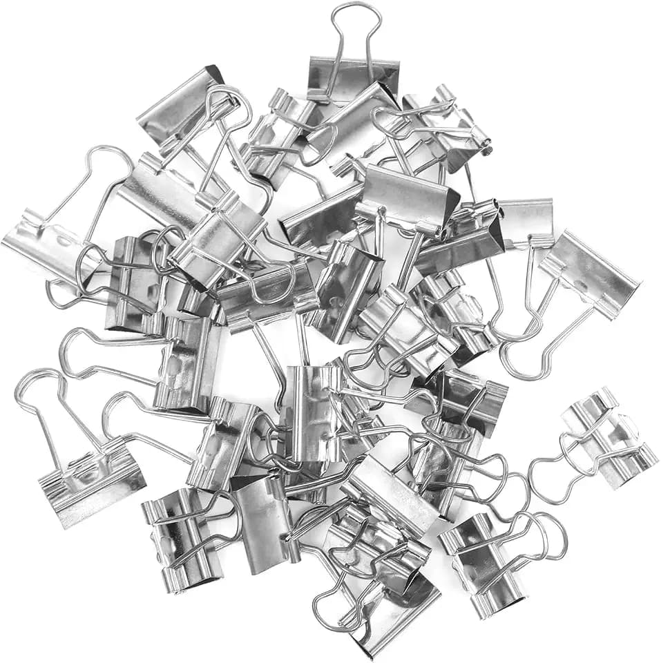 Foldback Klammern für Tüten, 80 Stück Klammern Metall, 19mm Metall Klammer als Büromaterial, Metallklammern/Papierklammern für Büroaufbewahrung(Silber)