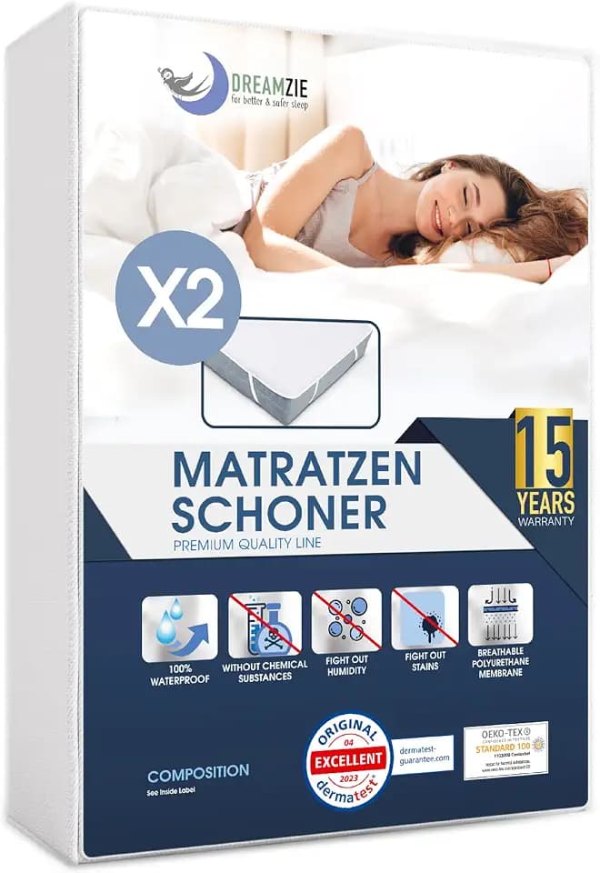 Dreamzie - Matratzenschoner 140x190/200cm 2er Set - Wasserdicht - Baumwolle