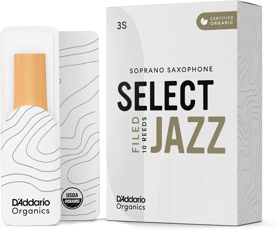 D'Addario Organic Select Jazz Filed Soprano Saxophone Reeds - Sax Reeds - Individually Sealed - 3 Soft, 5 Pack
