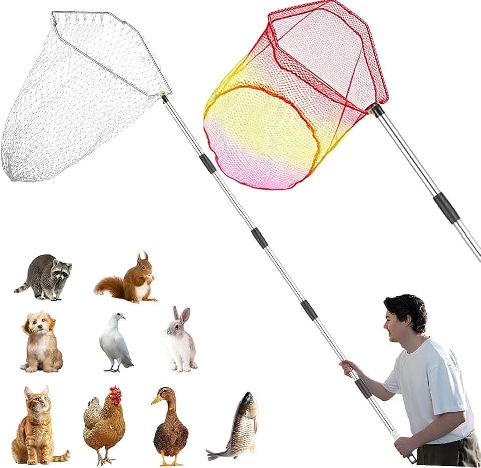 Chicken Catching Net 2 Pcs, Bird Catching Net, 32" to80 Animal Catching Net