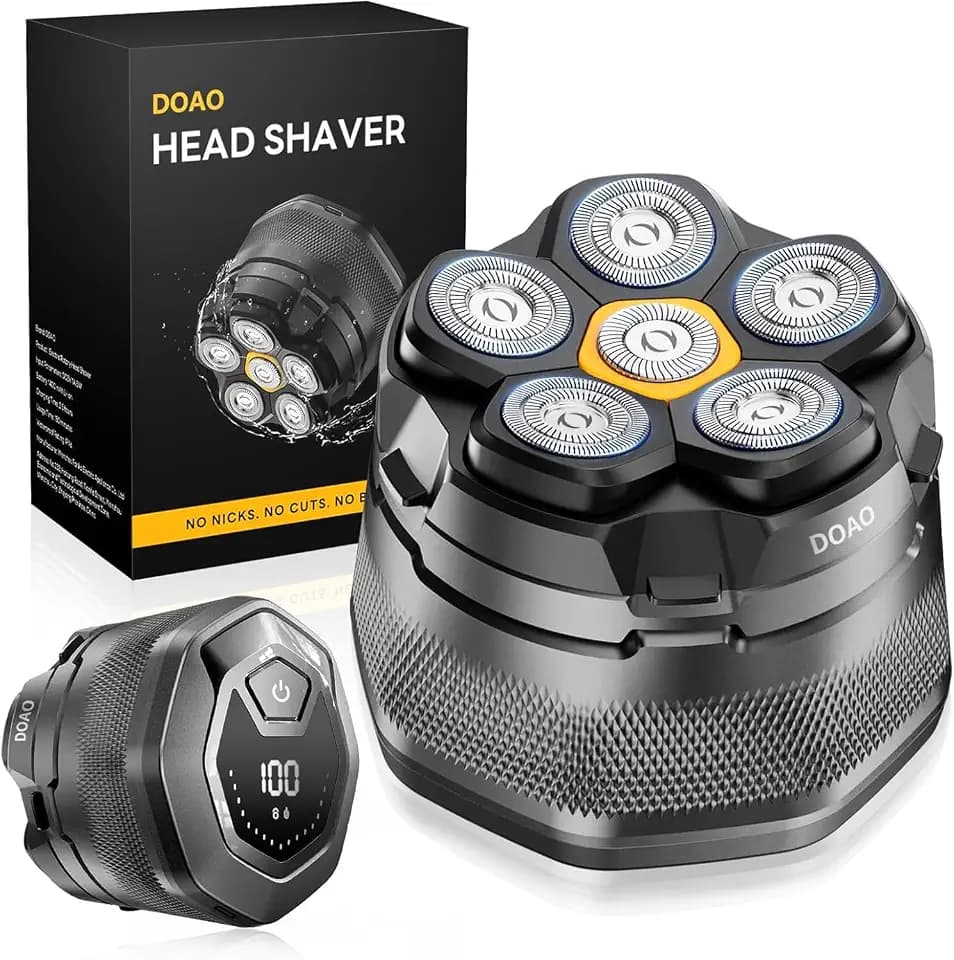 Head Shavers for Bald Men, IPX7 Waterproof, 6D Magnetic Self-Sharpening Steel Blades, Smooth Shave in 3 Minutes, Wet & Dry, 180-Min Usage, Type-C Fast Charge, Easy Clean, LED Display, Gifts for Men