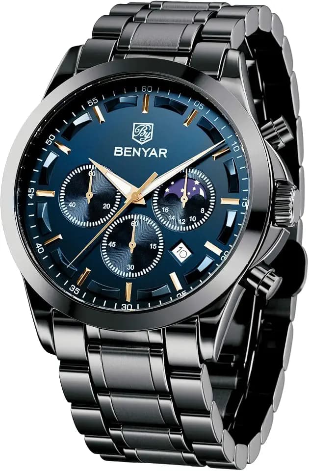 BENYAR BY Uhren Herren Chronograph Analog Quarz Wasserdicht Datum Armbanduhr Herren Mode Business-Kleid Herrenuhr Elegantes Geschenk fur Männer