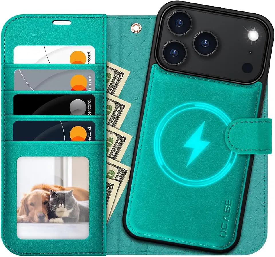 OCASE for iPhone 18 Pro Max/ 17 Pro Max Detachable Wallet Case, Blue Green