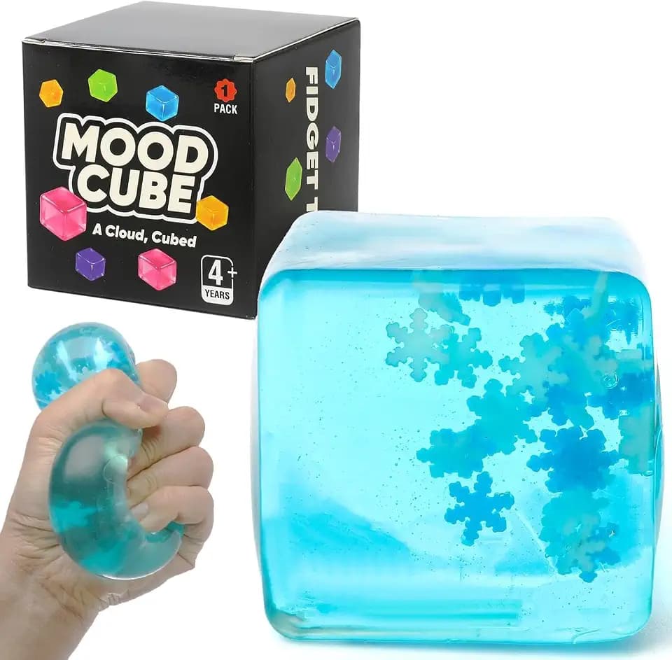 Stress Cube Squishy Ball, Large Blue Fidget Toy for Kids with Autism