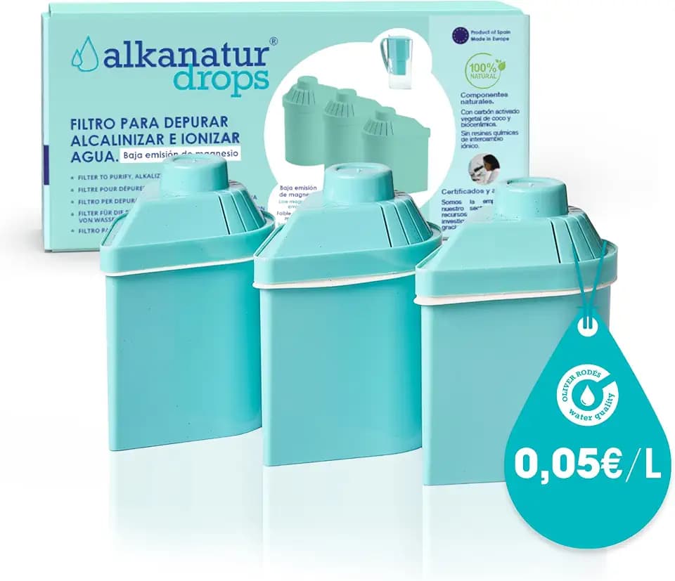 3 Wasserfilter Kartuschen Geringe Emission pH 9 Chlor & Schwermetalle