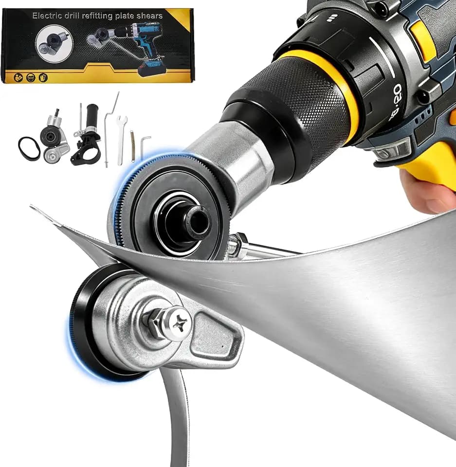 Sheet Metal Cutter Drill Attachment, Electric Drill Shears Attachment Cutter Nibbler, Metal Nibbler Drill Attachment for Cutting Iron, White Sheet, Steel, Copper, Aluminum