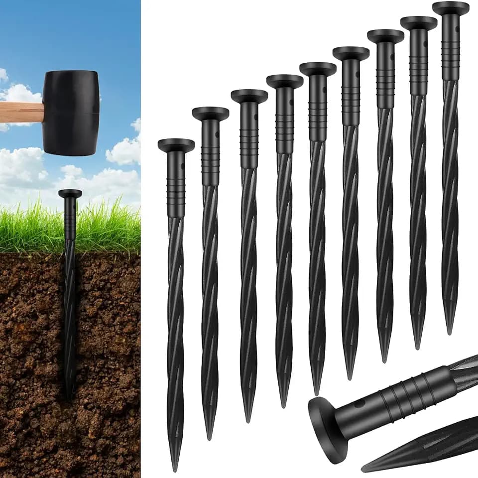 200 Pack 8 Inch Plastic Landscape Edging Anchoring Stakes Garden Lawn Yard Spikes Landscaping Stakes for Paver Edging, Weed Barrier, Tent, Artificial Turf