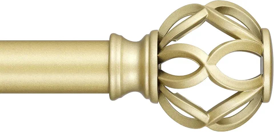 Gold Curtain Rod 36-122 Inch, 1 Inch Curtain Rods for Windows