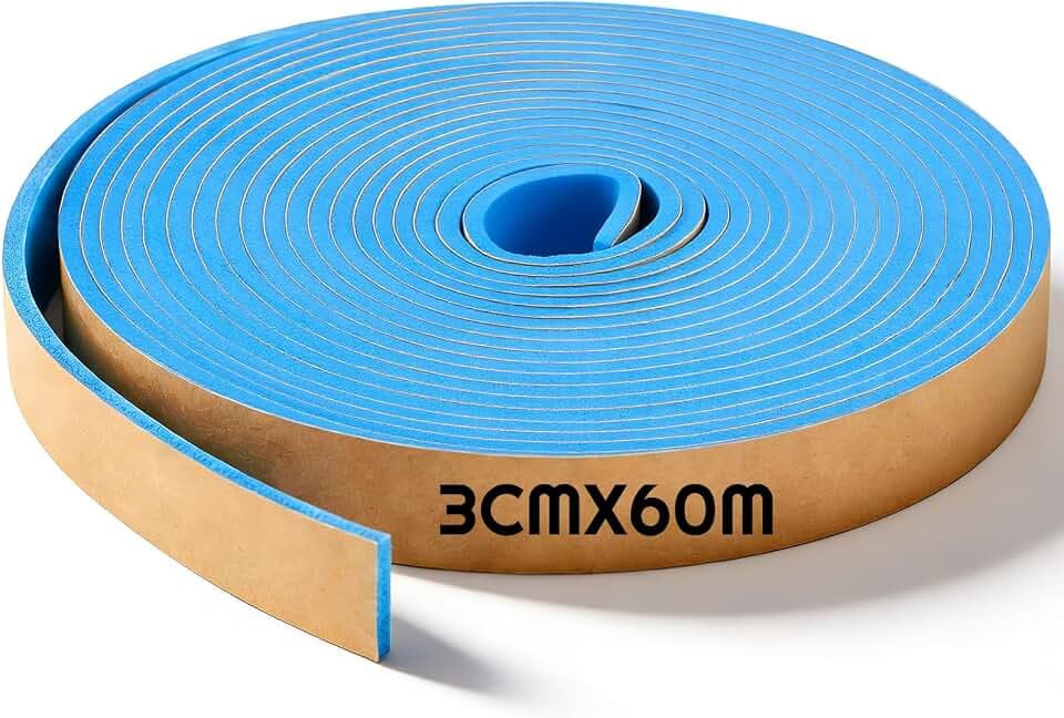 Xuniea Selbstklebend für Ausgleichsmasse Randdämmung Behnfugenband Randdämmstreifen Estrich Randdämmstreifen Selbstklebend Dehnfugenband Trennwandband Fußbodenheizung(3 cm x 60 m,Blau)