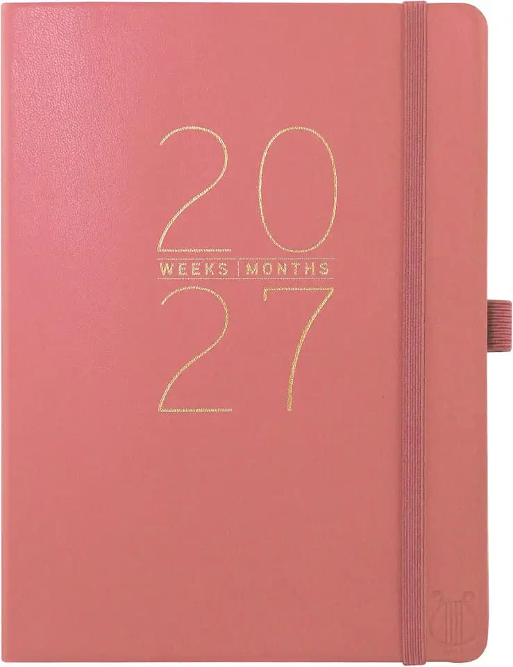 Graphique Apollo Mauve 18 Month Planner, July 2026 – Dec. 2027, Vegan Leather Planner with Monthly Tabs, Holidays & Reminder Stickers, 8” x 10”