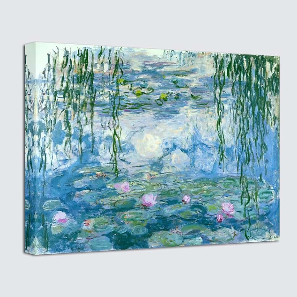 Wieco Art, Seerosen von Claude Monet, ölgemälde-Reproduktion, moderne Giclée-Leinwand, Landschaftsbilder gedruckt auf Leinwand, MON0023-3040