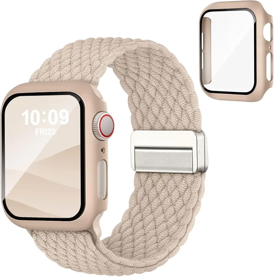 Geflochtenes Armband mit Schutzhülle kompatibel mit Apple Watch