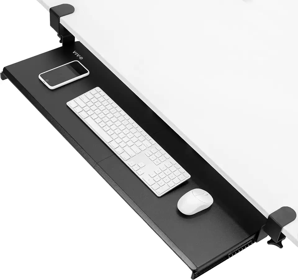 VIVO Extra lange Tastaturablage unter dem Schreibtisch, ausziehbar mit extra stabilem C-Klemm-Halterungssystem, 91,4 cm (41 inkl. Klemmen) x 27,9 cm, schwarz, MOUNT-KB15EB