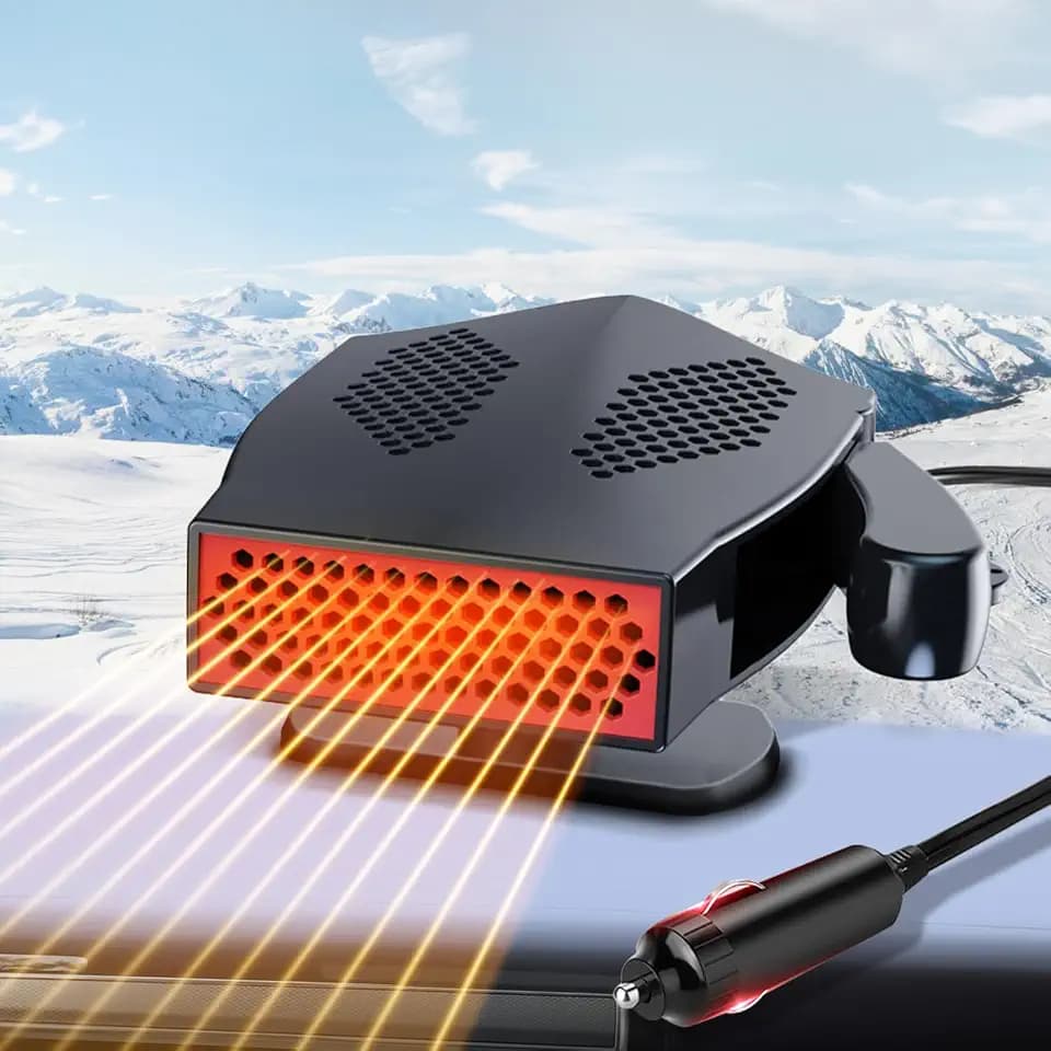 12V Car Heater, 200W Portable Heaters for Cars Windshield Defroster with Heating/Cooling Plug in Cigarette Lighter Fast Heating Defrost Defogger with Ergonomic Handle for All Kinds of Vehicles