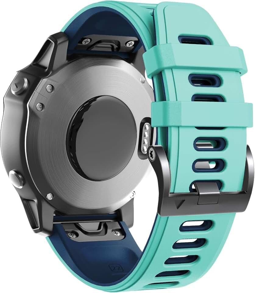 Armband für Garmin Fenix 6 Pro/7 Pro/Epix 2/Fenix 8 47mm Armband, 22mm Quick Fit Armbänder für Fenix 7/6/5/Epix Pro 47mm/Descent G1/Forerunner 955/945/965 Silikon Ersatzarmband, Minze/Blau