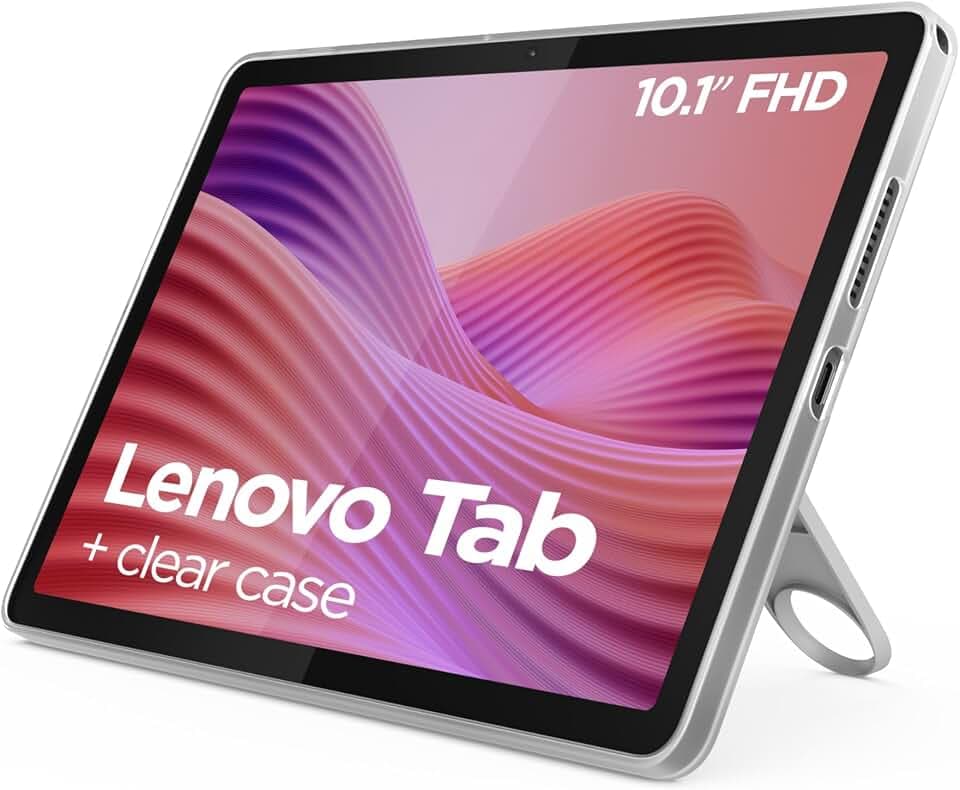 Lenovo Tab Tablet, 25,6 cm (10,1 Zoll), 4G LTE WUXGA (MediaTek Helio G85, 4 GB RAM, 64 GB, 60 Hz, Wi-Fi 5, Bluetooth 5.3, Android 14), Mondgrau, inklusive transparenter Hülle