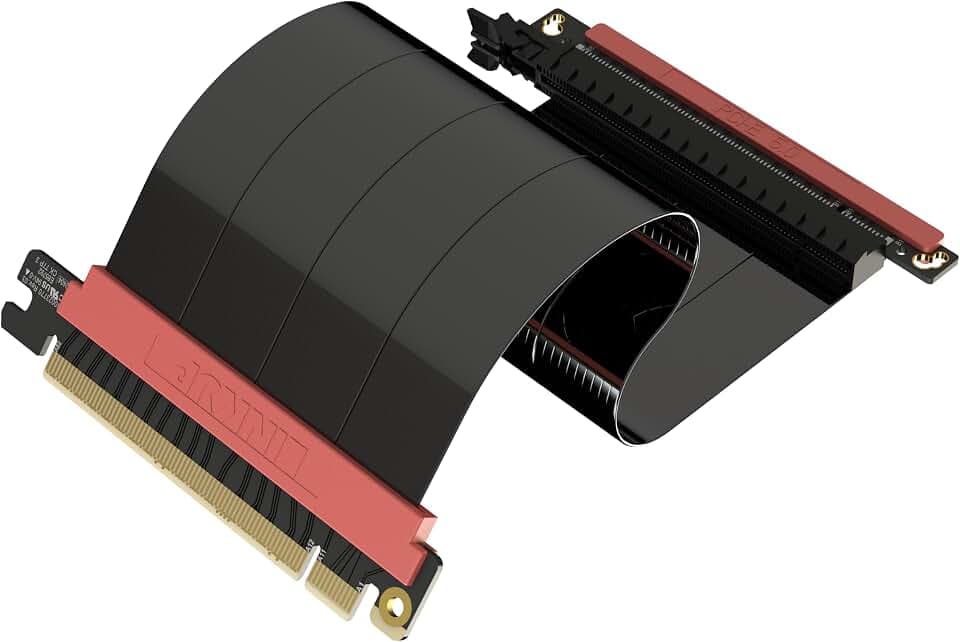 LINKUP - AVA5 PCIE 5.0 Riser-Kabel | Single Reverse gerade, Schwarz 25cm