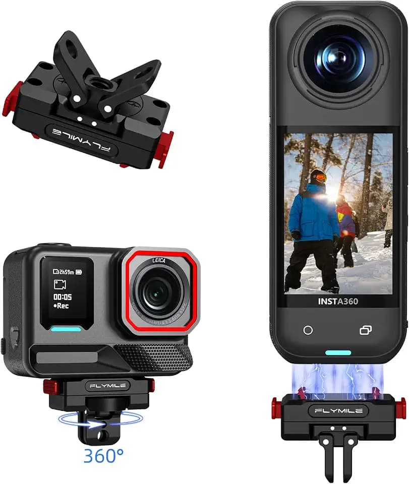 X5 X6 Magnetic Quick Release Base for Insta360, 360° Horizontal Rotation Aluminum Mount for Insta 360 Ace Pro 2/Ace Pro/X4 Air, with 1/4”Screw & Go Pro Adapter Tripod Accessories(Not for X4)