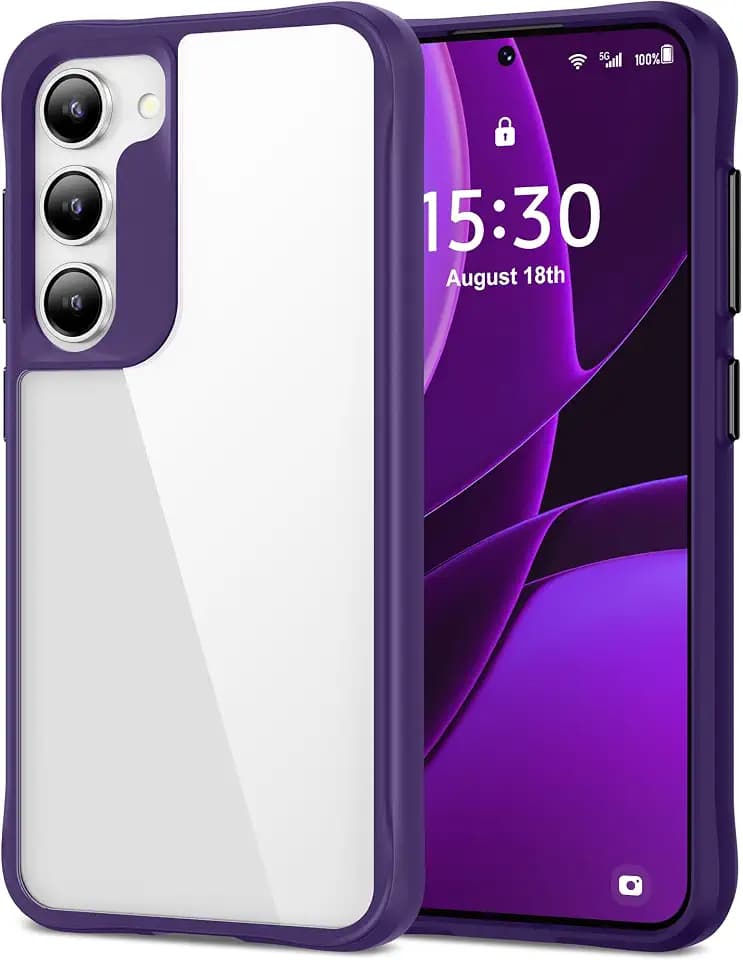 HOOMIL Case for Samsung Galaxy S23+ Plus 5G 6.6-Inch, Non-Yellowing, Drop Protection, Anti-Scratch, Transparent Hard Back Phone Cover - Purple