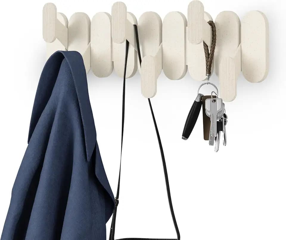 Umbra Tempo Wandhaken, Garderobenleiste mit 6 Haken, Sand