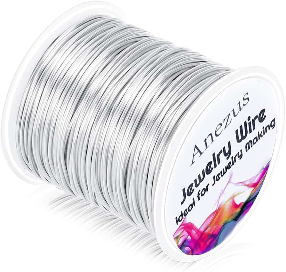 Schmuckdraht für Schmuckherstellung, Anezus Basteldraht, anlaufgeschützt, Kupfer, Perlendraht für Schmuckherstellung und Handwerk (0.8mm, Silver)