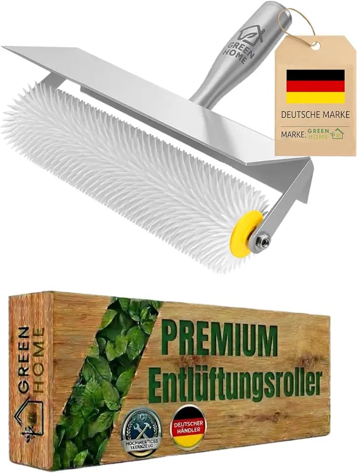 Entlüftungsroller 25 cm | Profi Stachelwalze mit 11 mm Stacheln & Spritzschutz | Luftblasen-Entferner für Epoxidharz, Estrich & Ausgleichsmasse | Lösungsmittelbeständig | Profi Qualität