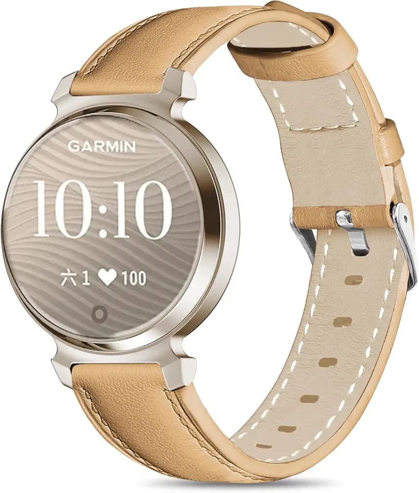 Leather Bands Compatible with Garmin Lily 2, 14mm Top Grain Soft Loop Straps Quick Release Replacement Adjustable Wristband for Lily 2 Classic/Active Smart Watch Accessory for Grace Women