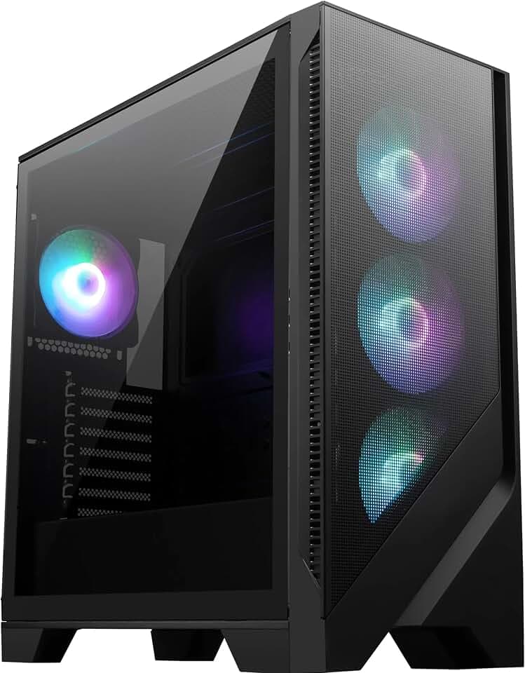 MSI MAG Forge 320R Airflow Mid-Tower PC-Gehäuse - ATX-Kapazität, RTX 40 GPU-Unterstützung, ARGB-Lüfter, magnetische Staubfilter, gehärtetes Glas, 1-6 ARGB-Steuerkarte, USB 3.2 Generation 1 Typ-A