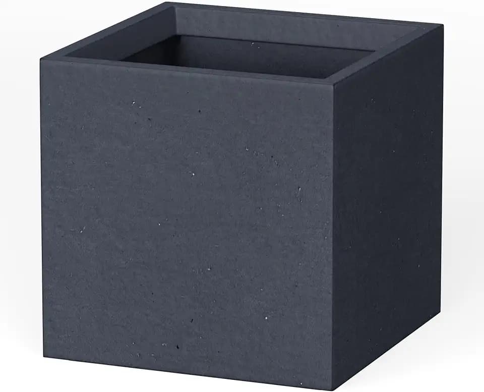 Kante Charcoal Concrete Planter 10" W, All-Weather Square Small Pot
