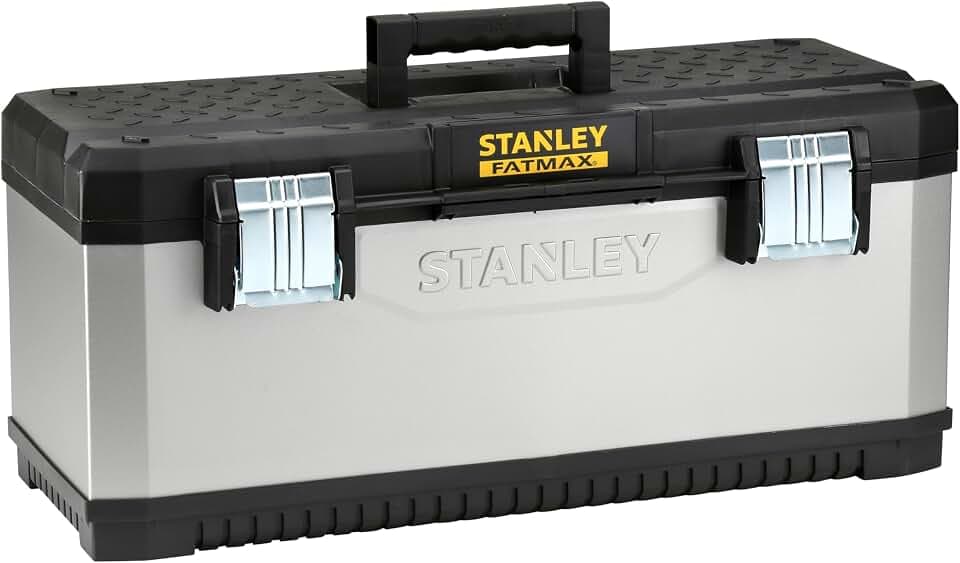 STANLEY FatMax Werkzeugbox/Werkzeugkoffer Leer, 26", 66x29x30cm, Herausnehmbare Trage, Stabiler Koffer mit Aussparung, Bi-Material FatMax Griff, 1-95-617