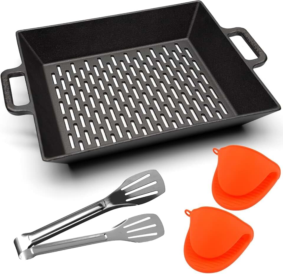 Cast Iron bbq vegetable grilling basket,large grill basket,grill pans for outdoor grill,BBQ Grill Cookware