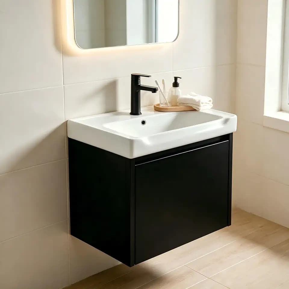 Wall Mount Bathroom Vanity Sink Combo 16.9 Inch with Ceramic BasinWall Mount Bathroom Vanity Sink Combo, 16.9 Inch Floating Bath Cabinet with Integrated Ceramic Basin
