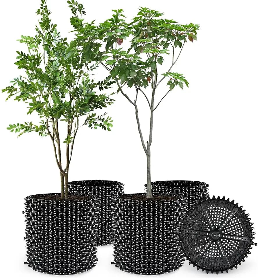 RooTrimmer 14 Gallon Air Pruning Planters, Plastic Pots for Plants, Large Plant Pots, Fruit Vegetable Garden Self-Planting Planters, Size 16"x16", Black, 5P