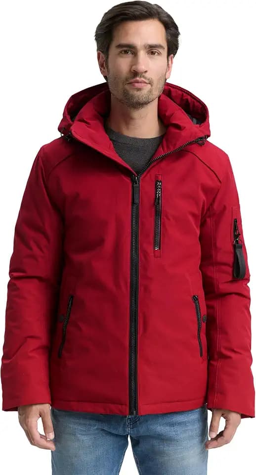 Tom Tailor Herren Winterjacke mit Abnehmbarer Kapuze