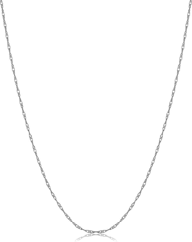 Womens Classic Rope Chain - 14k Gold 0.8mm Very Thin Lightweight Necklace