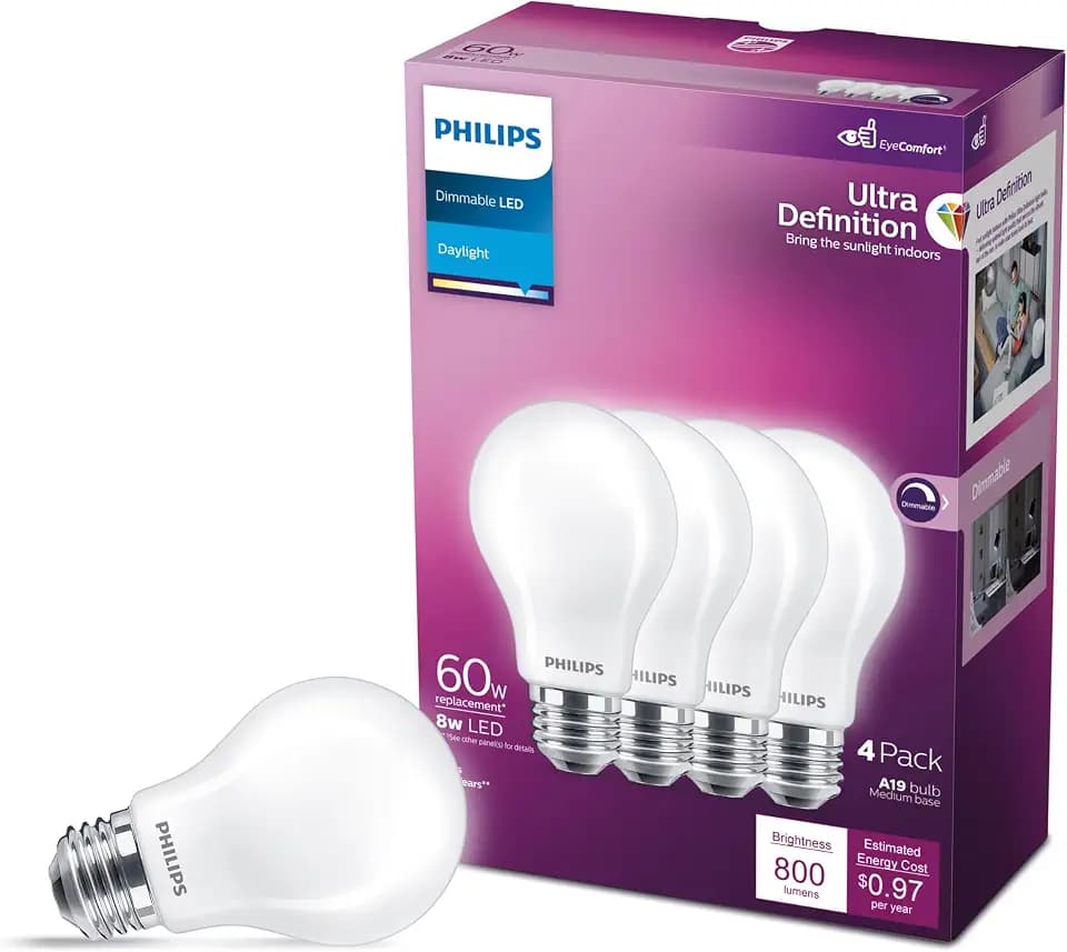PHILIPS LED Ultra Definition Daylight Light Bulbs, 4-Pack
