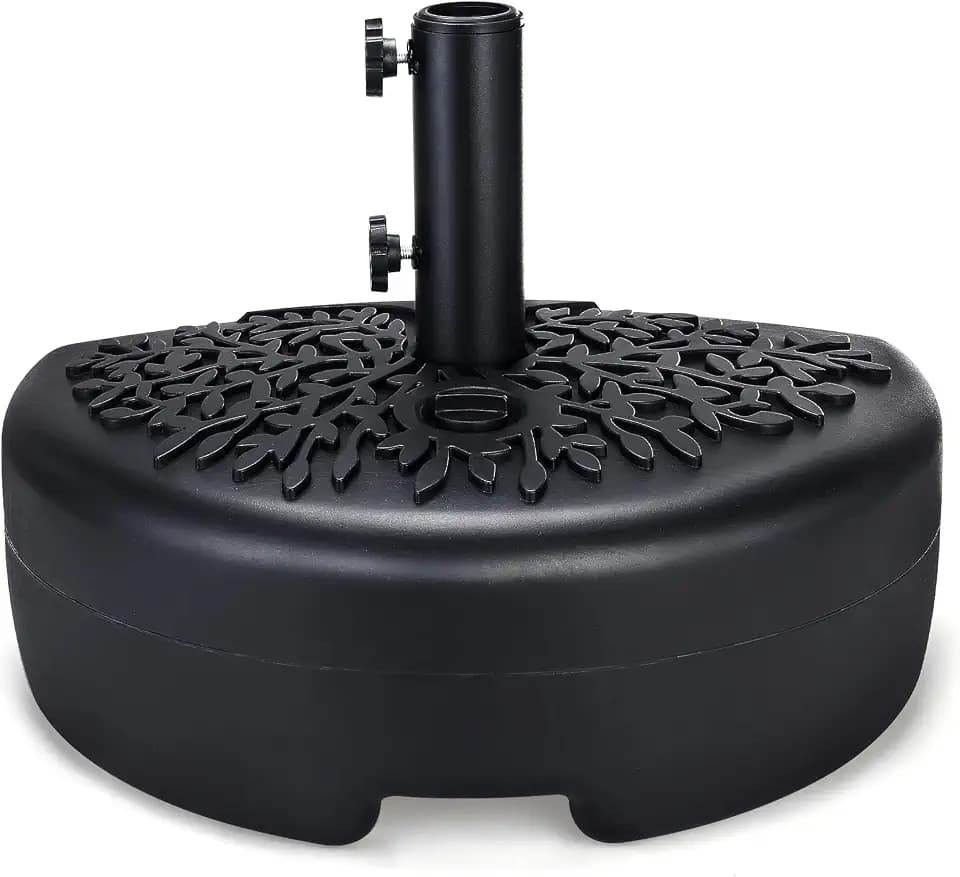 Home Zone Living 40lb Half Round Fillable Patio Umbrella Base Stand, 18in