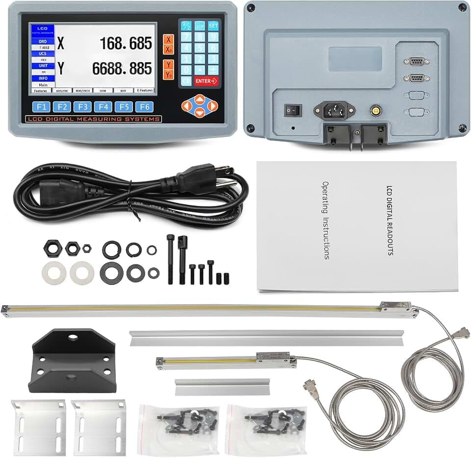 2-Axis DRO Digital Readout Linear Scale Encoder Kit 200mm+950mm