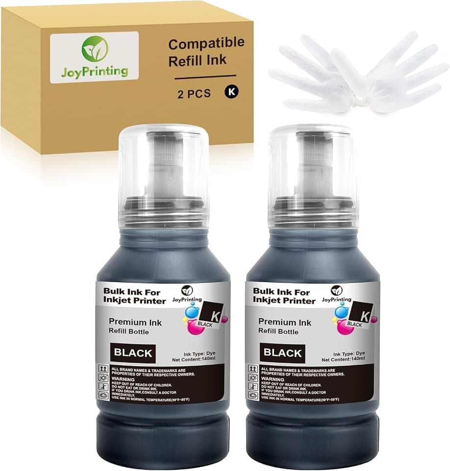 EP-104 Tinte Schwarz Kompatibel für Epson Druckerpatronen Nachfülltinte Multipack für Ecotank ET-1810 ET-2710 ET‑2711 ET-2712 ET-2714 ET-2715 ET-2720 ET-2721 ET-2726 ET-2810, 2X 140ml