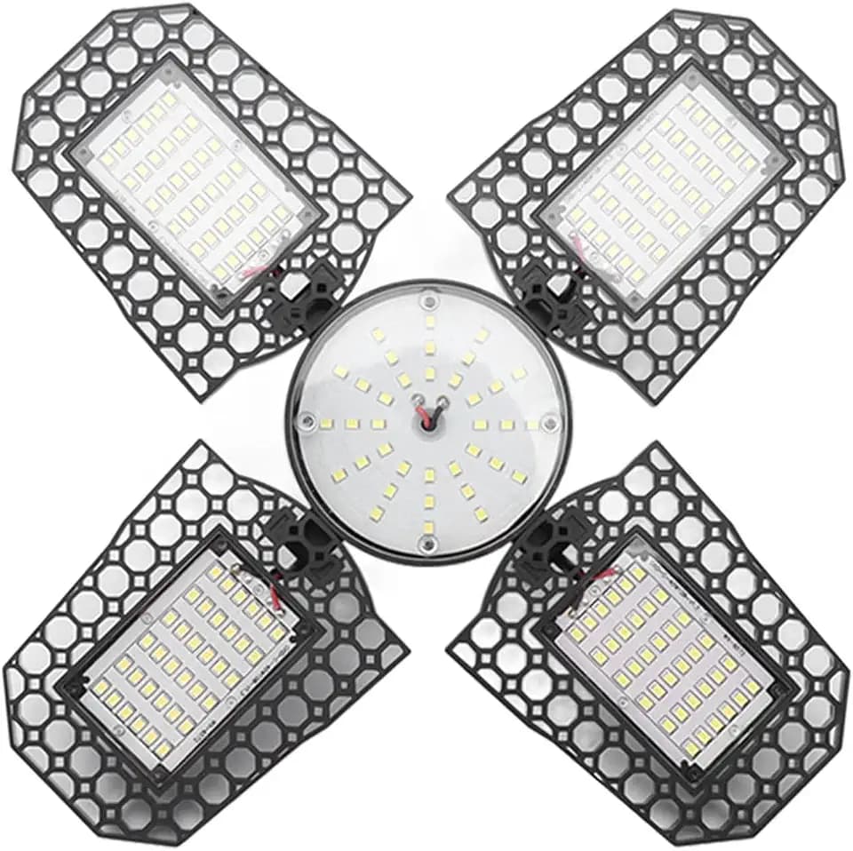 Hyuduo LED-Garagenleuchten, Faltbar, 100 W, Hohe Helligkeit, Energiesparend, E27-Deckenleuchte für Werkstatt 29 * 29 * 8